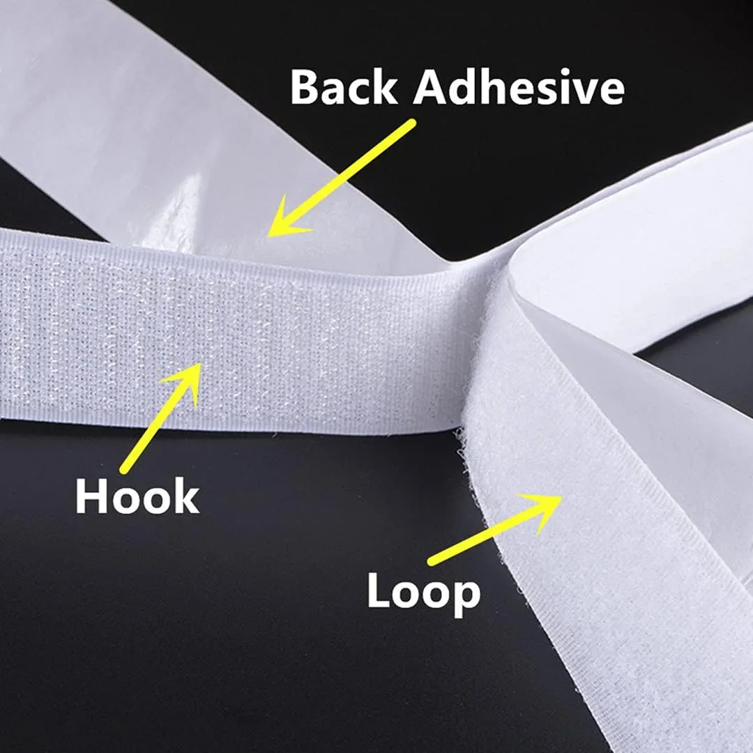 0.75 Inch x 82 Feet White Self-Adhesive Hook and Loop Tape - Sticky Back Fastening Tape for Stationery and Household Purposes