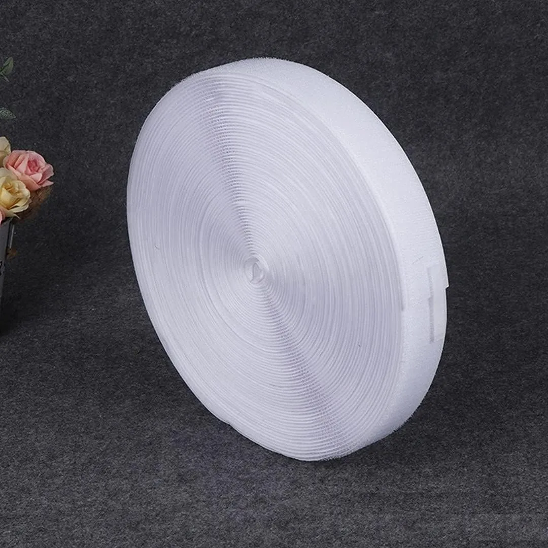 0.75 Inch x 82 Feet White Self-Adhesive Hook and Loop Tape - Sticky Back Fastening Tape for Stationery and Household Purposes