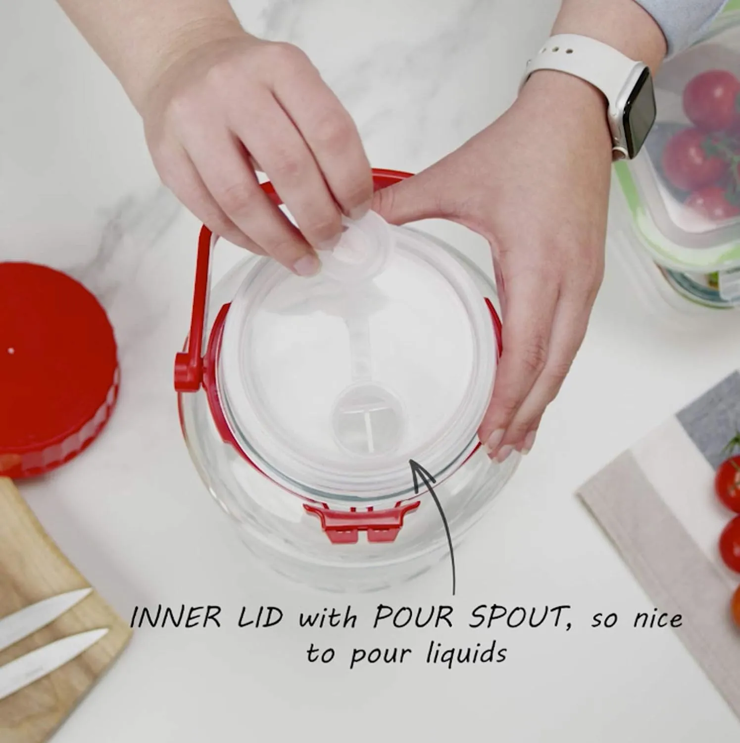 1 Gallon Glass Jar With Lid Wide Mouth Airtight Plastic Pour Spout Lids Bulk-Dry Food Storage Pickling Mason Jar Canister Raw Milk Bottle Jug Fermenting Sun Tea Kombucha Kefir Water Storing Canning