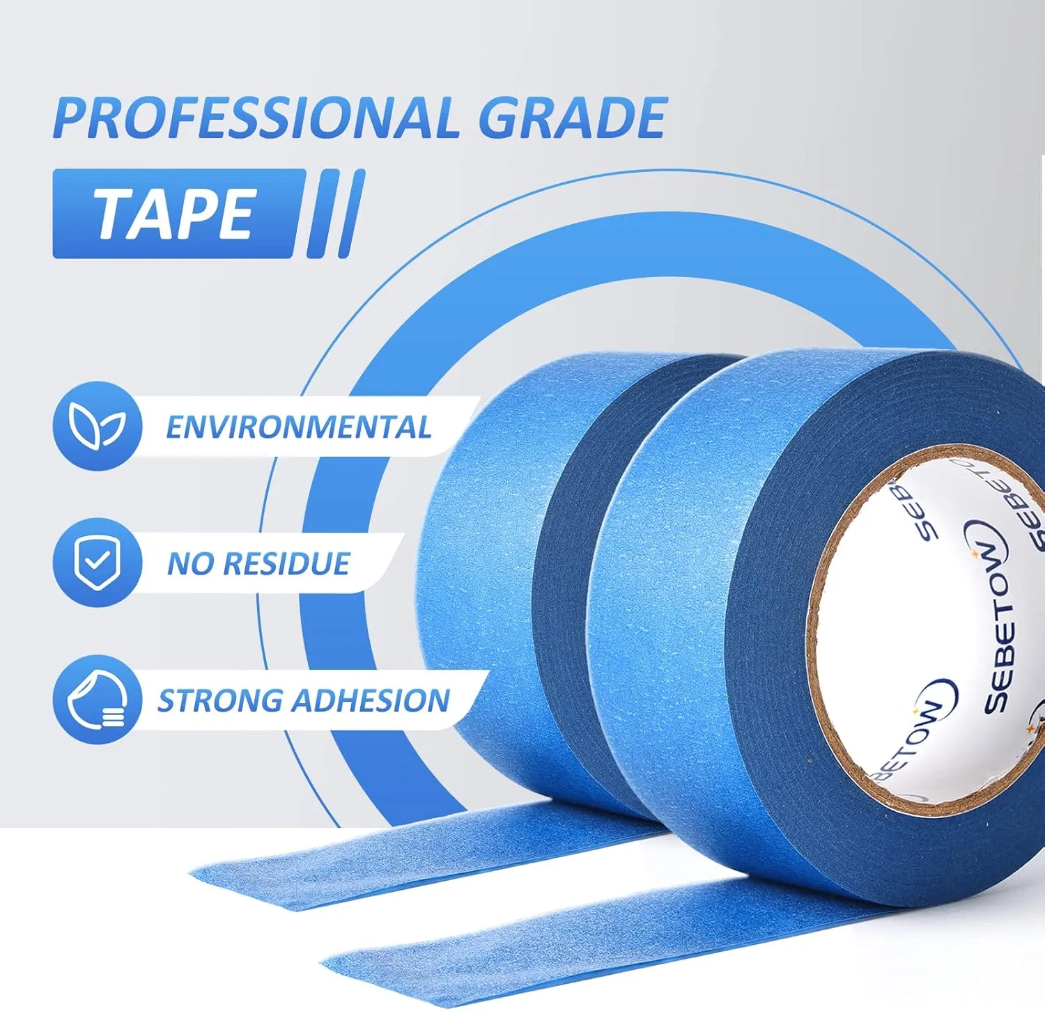 10 Rolls Painters Tape 2 inch Bulk Painter Tape Blue Wide Roll, Blue Masking Tape, 2 Inches x 55 Yards for General Purpose Wall Painting, Home Improvement