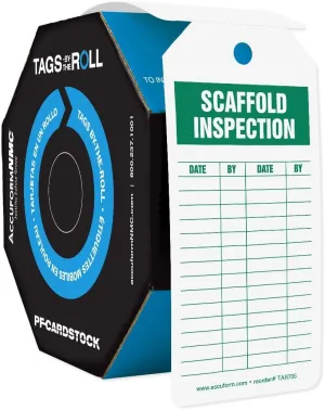 100 Tags by-The-Roll, Scaffolding Inspection Tags, US Made OSHA Compliant Scaffold Tags, Waterproof PF-Cardstock, Resists Tears, 6.25""x3"", TAR705, Yellow