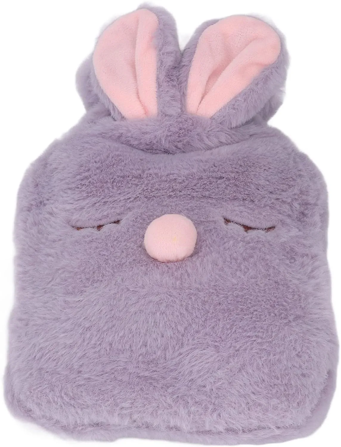 1000ml Hot Water Bag Multifunctional Cute Wide Mouth Cartoon Hot Water Bottle for Homes Office, Ideal for Menstrual Cramps (Violet)