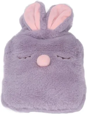 1000ml Hot Water Bag Multifunctional Cute Wide Mouth Cartoon Hot Water Bottle for Homes Office, Ideal for Menstrual Cramps (Violet)