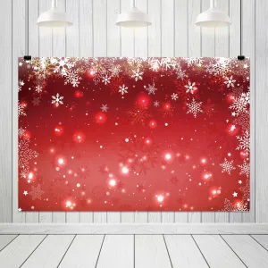 10x7ft Red Winter Snowflake Backdrop White Snowflake Red Bokeh Ice Photography Background for New Year Party Decor Banner Baby Shower Portrait Photo Booth Props