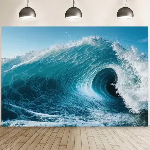 10x8ft Ocean Waves Backdrop Summer Blue Sea Billowy Huge Waves Photography Background Surfing Water Sport Gaming Decorations Banner Kids Adult Surfing Birthday Party Photo Booth Props