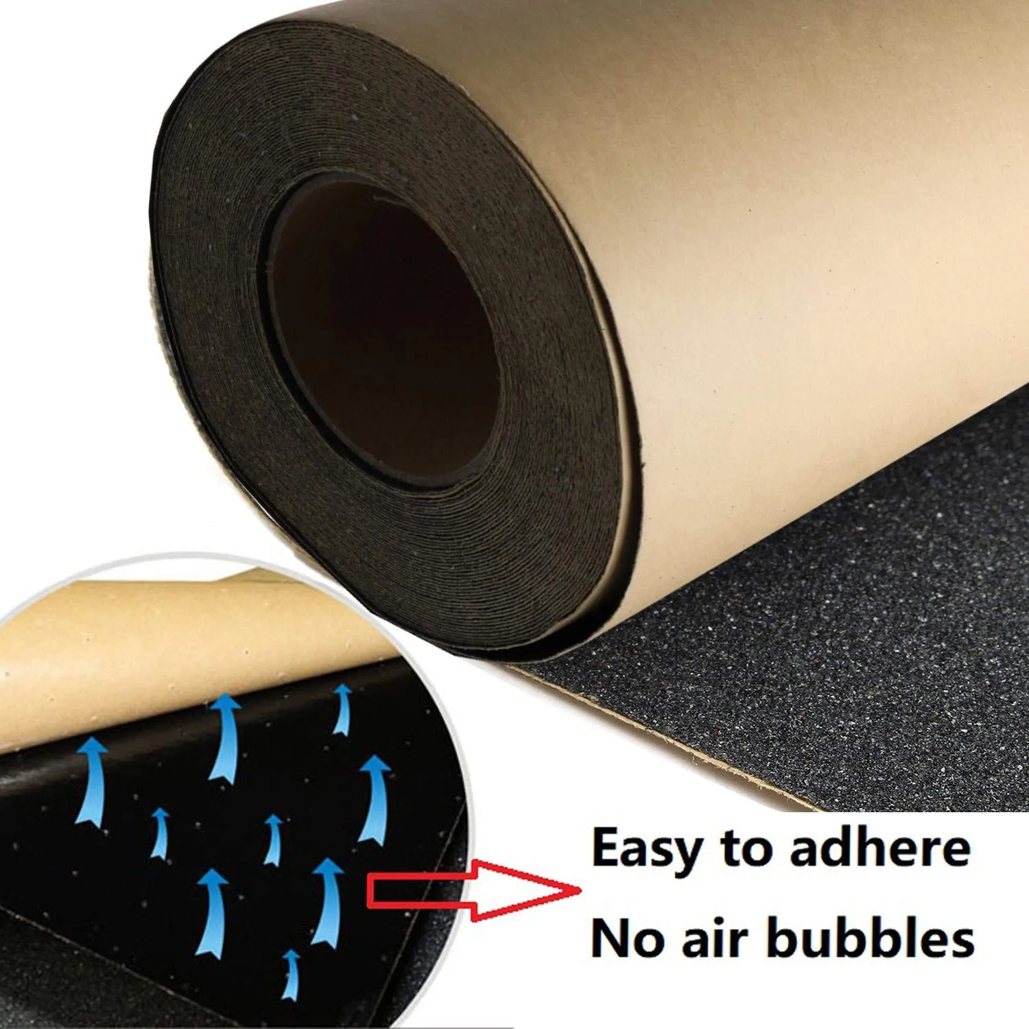 11 Inch by 60 feet Black Roll of Skateboard Grip Tape, ZUEXT Bubble Free Waterproof Scooter Grip Tape, Longboard Griptape, Anti Slip Sandpaper for Rollerboard Stairs Pedal Wheelchair Steps (27x1828cm)
