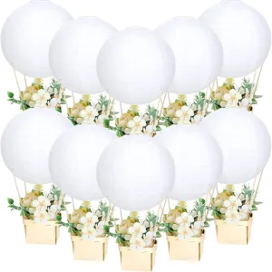 12 Sets Baby Shower Hot Air Balloon Table Centerpieces for DIY Hot Air Balloon Party Decorations Gender Reveal First Birthday Centerpiece for Wedding Birthday Baby Shower (White,Classic Style)