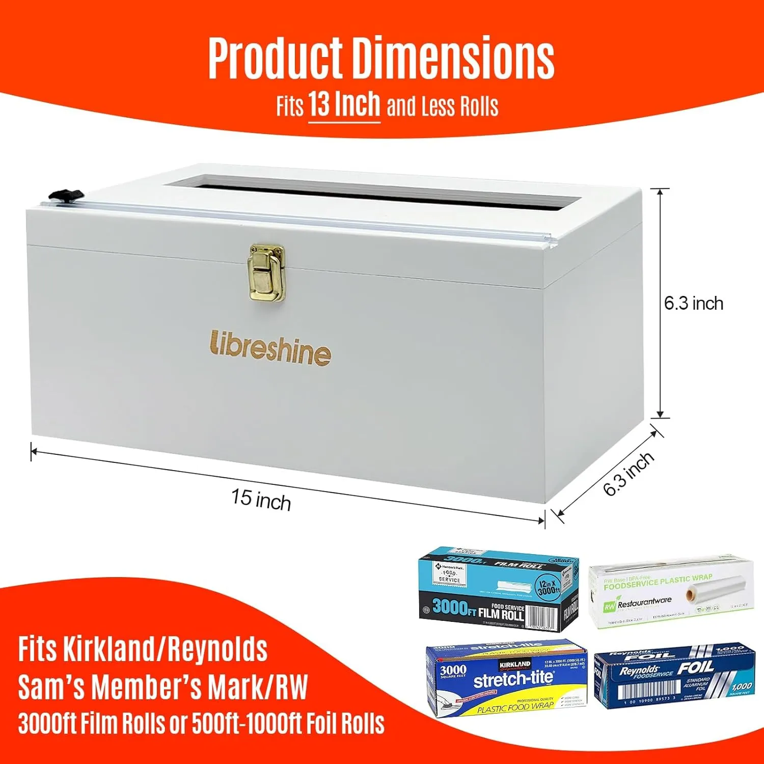 12" White Commercial Foil & Plastic Wrap Dispenser Organizer w/Cutter & Roller - Heavy-Duty XL Holder Fits 3000ft Film, 1000ft Foil Rolls, Costco-Sized - Kitchen, Restaurant Storage