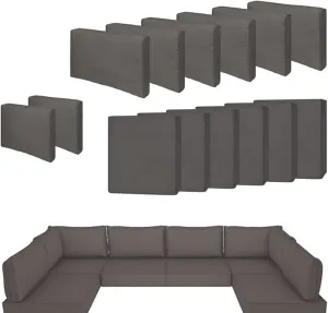 14 Pcs Outdoor Patio Furniture Cushion Covers Replacement, Waterproof Non-Slip Cushion Covers for Outdoor Furniture, 3 Sizes Patio Sofa Couch Slipcovers with Zippers, Covers Only (Grey)