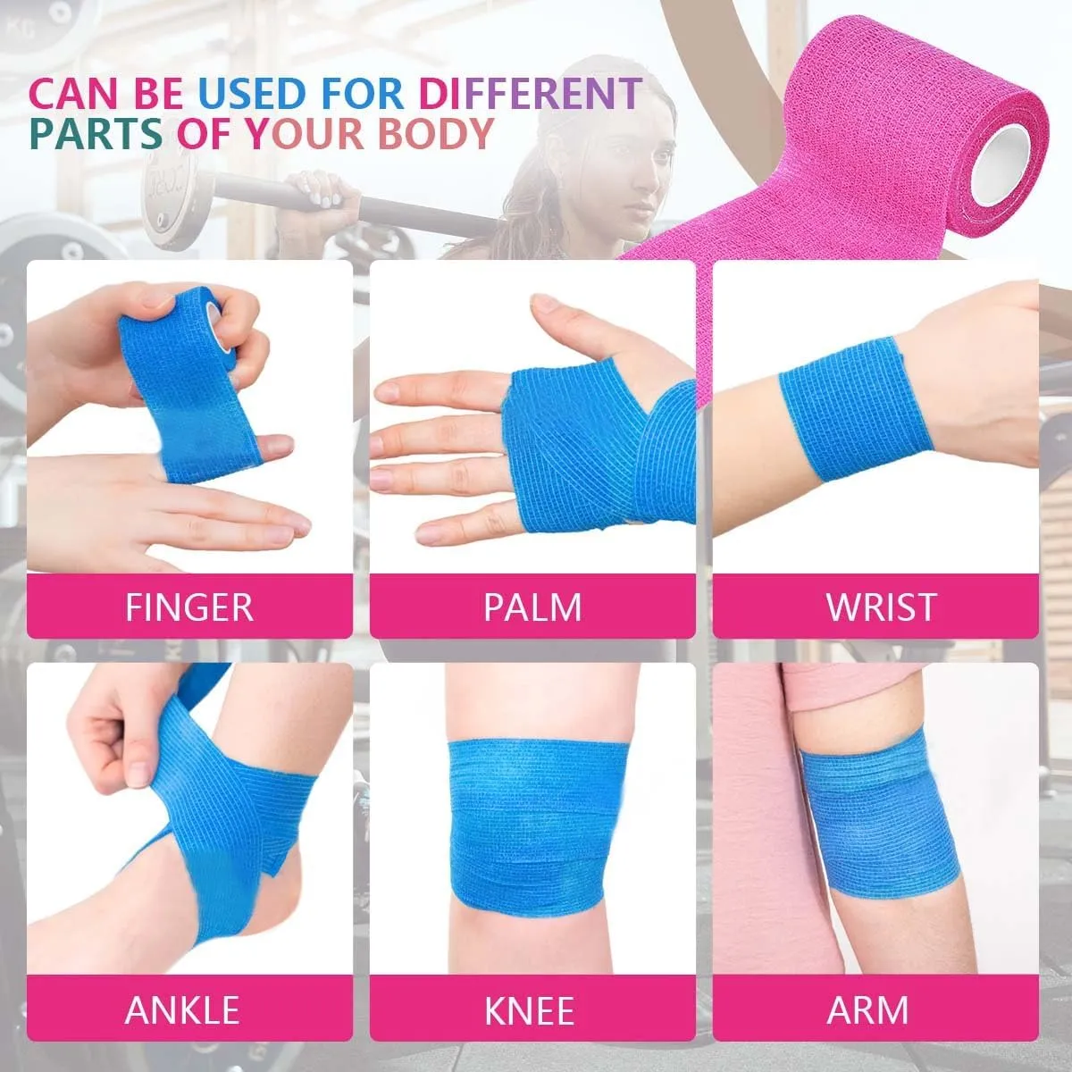 15 Pack 3 Inch x 5 Yards Colorful Self Adhesive Bandage Breathable Cohesive Bandage Wrap Rolls Elastic Self-Adherent Tape for Stretch Athletic, Sports, Wrist, Ankle