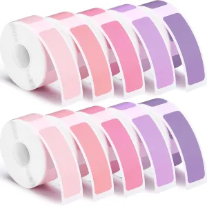 1600 Pcs Label Tapes 12 x 40 mm Laminated Stickers Replacement Compatible with D30 Portable Thermal Label Paper Printer Tapes for Office 160pcs/roll(Purple, Pink)