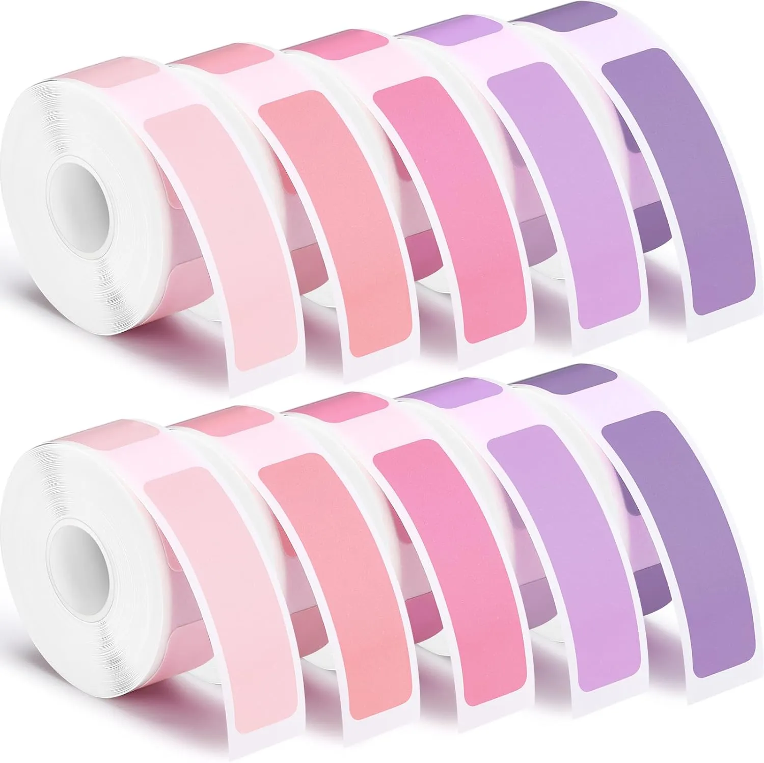 1600 Pcs Label Tapes 12 x 40 mm Laminated Stickers Replacement Compatible with D30 Portable Thermal Label Paper Printer Tapes for Office 160pcs/roll(Purple, Pink)