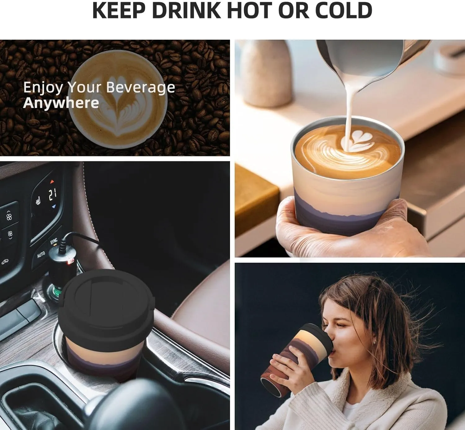 18oz Insulated Coffee Mug with Lid Desert Camping Stainless Steel Tea Tumbler Cup Reusable Double Wall Leak-Proof Coffee Cup Thermos Mug for Travel Office School Party Camping