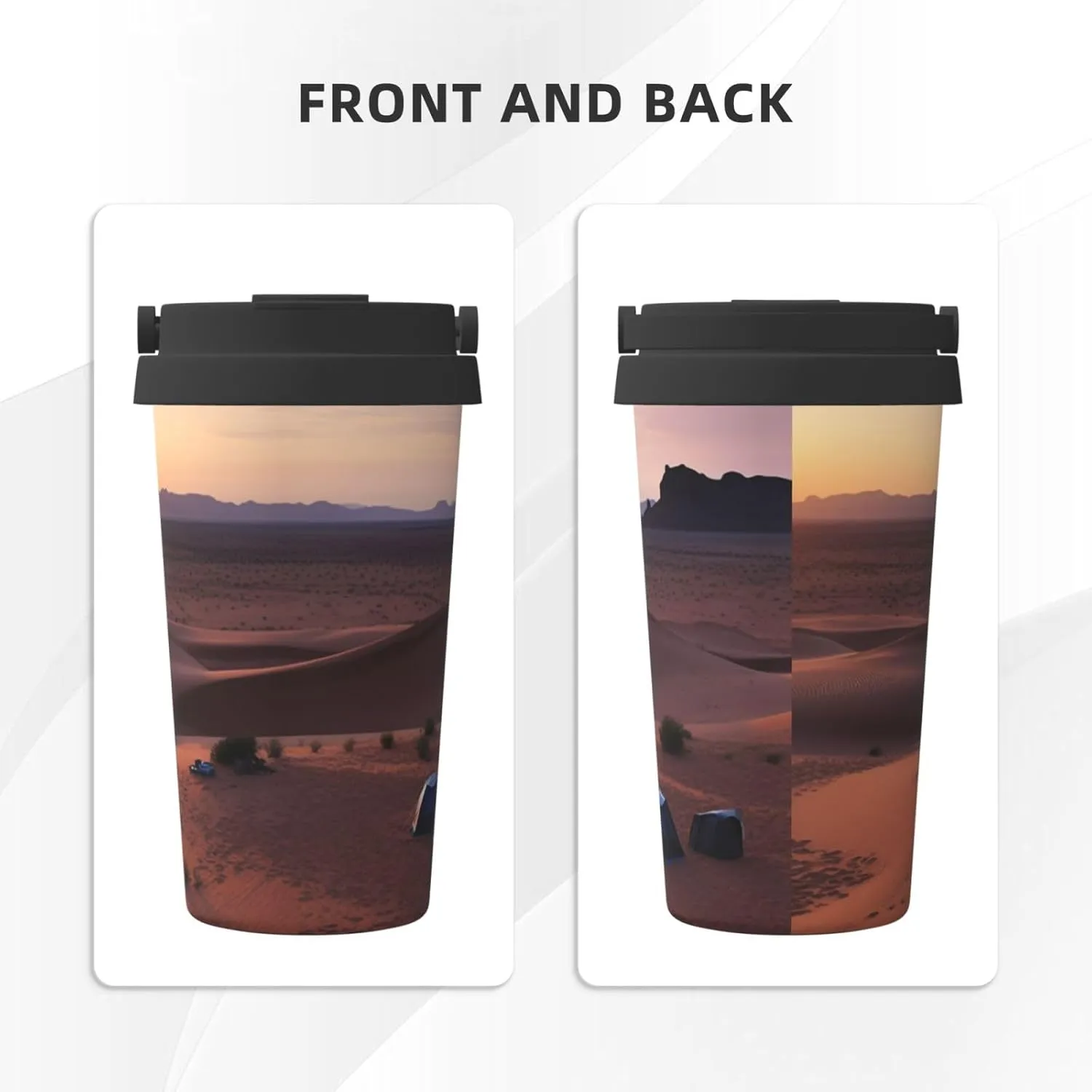 18oz Insulated Coffee Mug with Lid Desert Camping Stainless Steel Tea Tumbler Cup Reusable Double Wall Leak-Proof Coffee Cup Thermos Mug for Travel Office School Party Camping