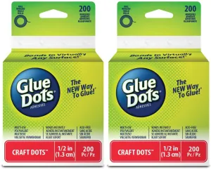 2-Pack - Glue Dots Craft Roll, Contains 200 ( .5 Inch) Adhesive Craft Dots (08165)