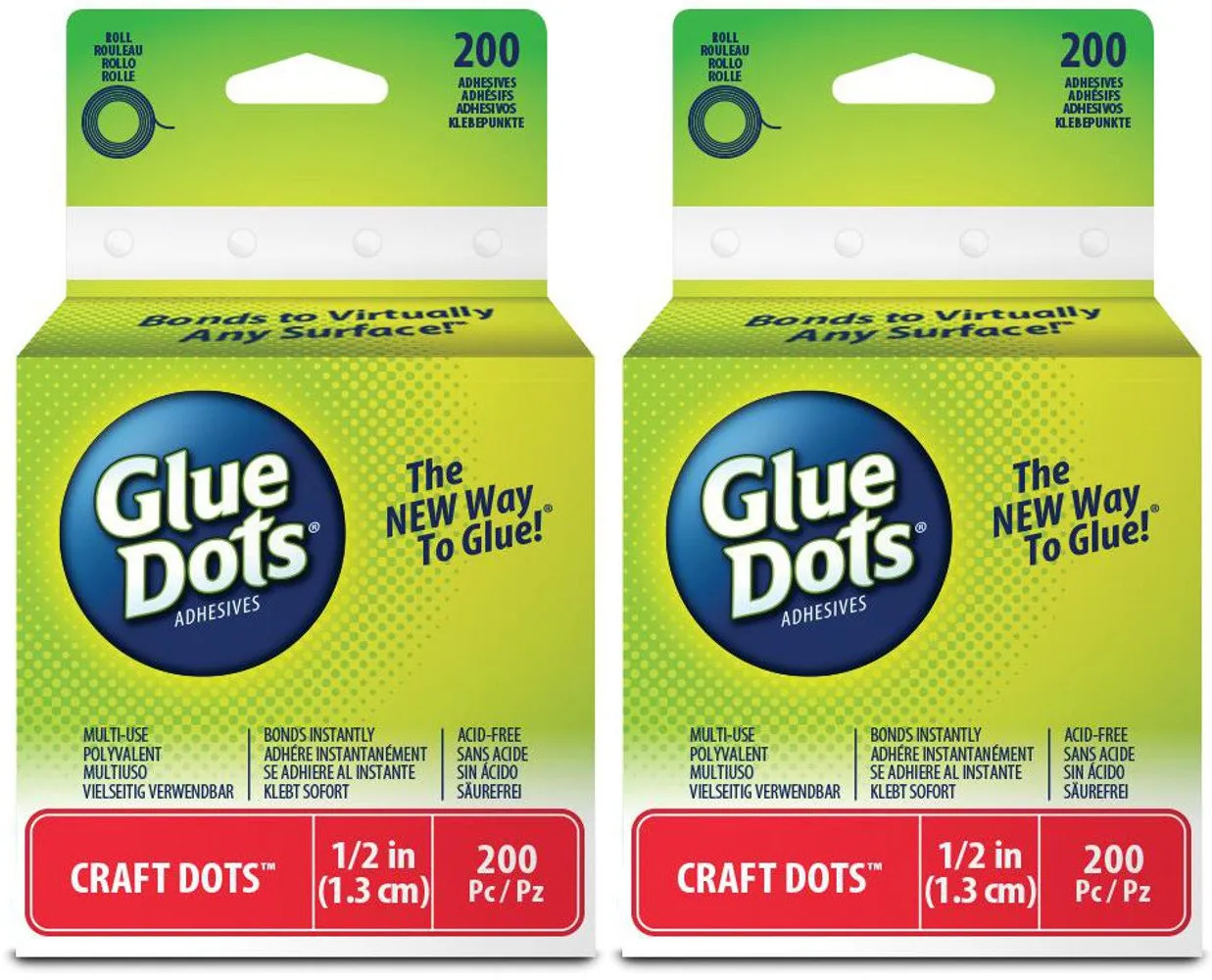 2-Pack - Glue Dots Craft Roll, Contains 200 ( .5 Inch) Adhesive Craft Dots (08165)