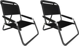 2 Pack of Neso XL Beach Chairs, Extra Large, Water Resistant with Shoulder Strap and Slip Pocket - Folds Thin (Black)