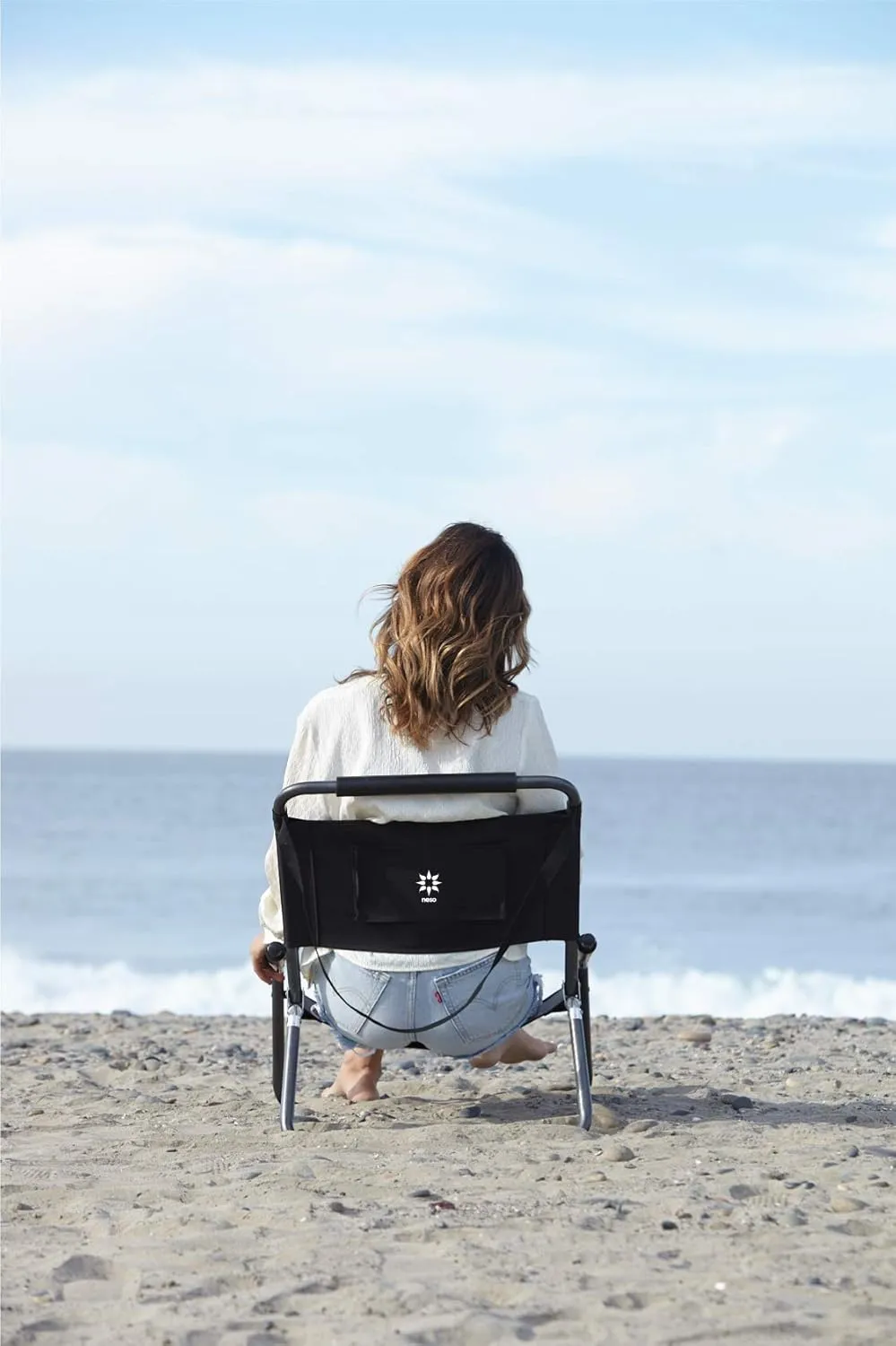 2 Pack of Neso XL Beach Chairs, Extra Large, Water Resistant with Shoulder Strap and Slip Pocket - Folds Thin (Black)
