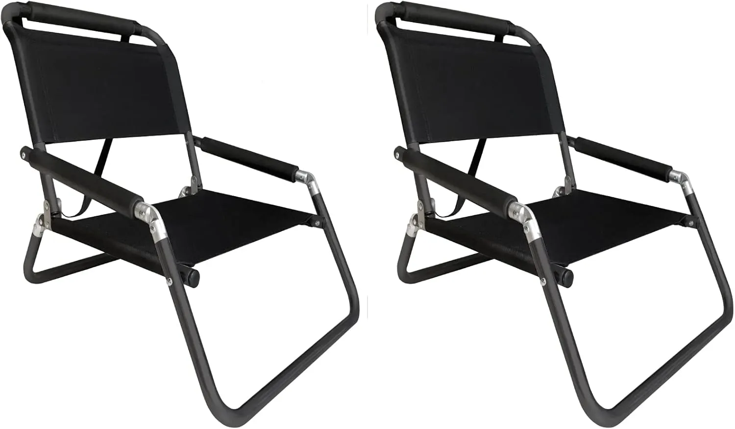 2 Pack of Neso XL Beach Chairs, Extra Large, Water Resistant with Shoulder Strap and Slip Pocket - Folds Thin (Black)