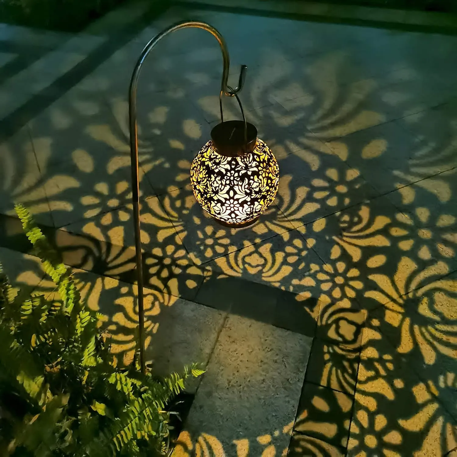2 Pack Outdoor Solar Hanging Lantern Light LED Decorative Christmas Light for Garden Patio Courtyard Lawn and Tabletop with Hollowed-Out Design. Unique Gardening Gifts for Women.