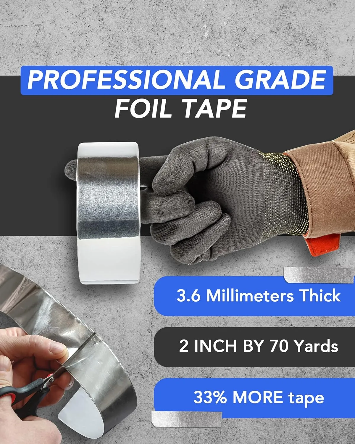 2 Pack Professional Grade Aluminum Foil Tape - 2 Inch by 210 Feet (70 Yards) - Perfect for HVAC, Sealing & Patching Hot & Cold Air Ducts, Metal Repair, and Much More