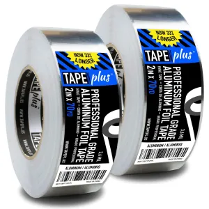 2 Pack Professional Grade Aluminum Foil Tape - 2 Inch by 210 Feet (70 Yards) - Perfect for HVAC, Sealing & Patching Hot & Cold Air Ducts, Metal Repair, and Much More