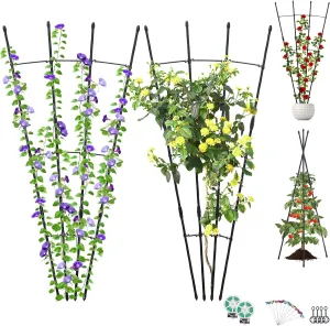 2 Pcs Garden Trellis for Climbing Plants, Deaunbr Plant Support Obelisk Trellis Garden Trellises for Vines, Flowers Stands, Outdoor & Indoor Potted Plants, Rose, Cucumber, Pea, Tomato, Clematis