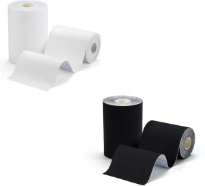 2 Roll Football Turf Tape for Turf Burn - 4 Inches Wide Kinesiology Tape Uncut Design for Arm, Knee, Shoulder, Ankle, and Back - Black and White Athletic Sports Tape - 4 in x 16.4 Ft for Each Roll