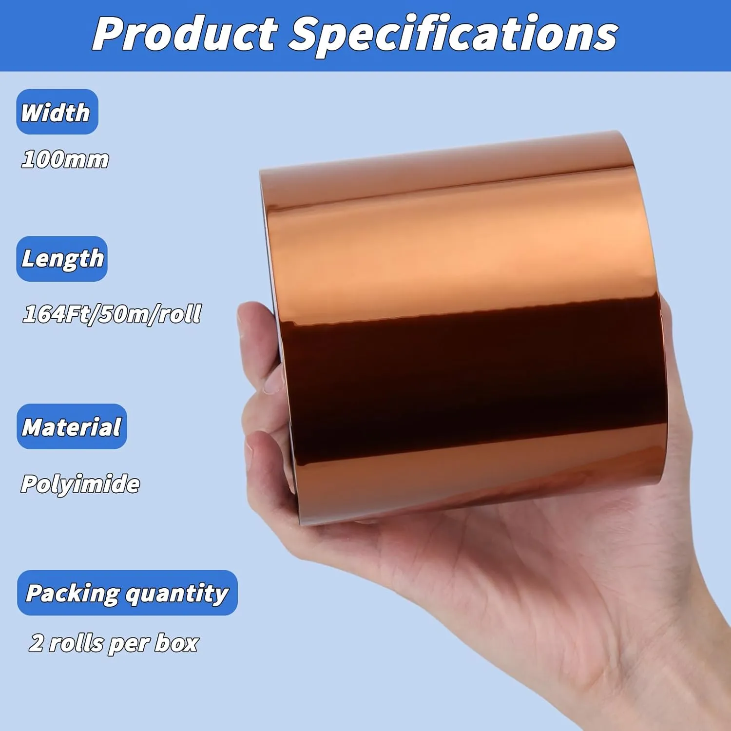 2 Rolls 75mm × 50m (164ft) Sublimation Tape Heat Transfer Tape, Heat Resistant Tape Sublimation Bulk, Brown Heat Transfer Tape for Sublimation Press Electronic Soldering Insulation, No Residue