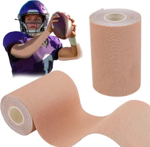 2 Rolls Turf Tape Football - High Adhere Athletic Arm Tape, Total 11 Yards Breathable Waterproof Sport Tapes to Protect from Turf Burn, Beige