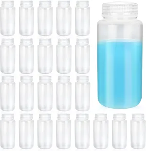 20 Pcs 16oz 500 ml Plastic Sample Bottle Wide Mouth Reagent Bottle Water Sample Bottles Lab Grade Polypropylene Bottles Containers for Laboratories Classroom
