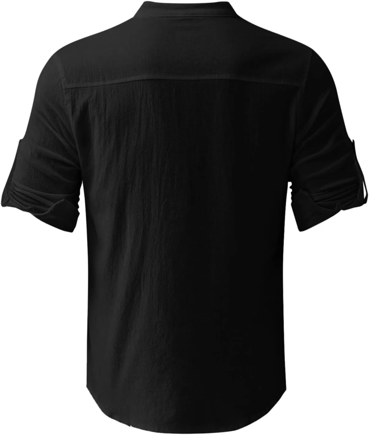 2023 Classic Fit Roll-Up Sleeve Thin Shirts for Men Solid Color Hi-Low Hem Lightweight Soft Button Down Pocket Summer Tops