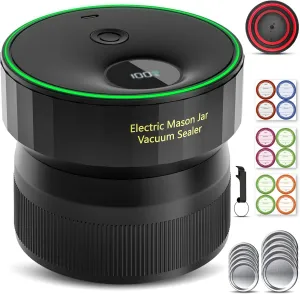 2025 Upgraded Mason Jar Vacuum Sealer, Electric Vacuum Sealer for Regular Mouth and Wide Mouth Canning Jars, Fully Automated and Portable