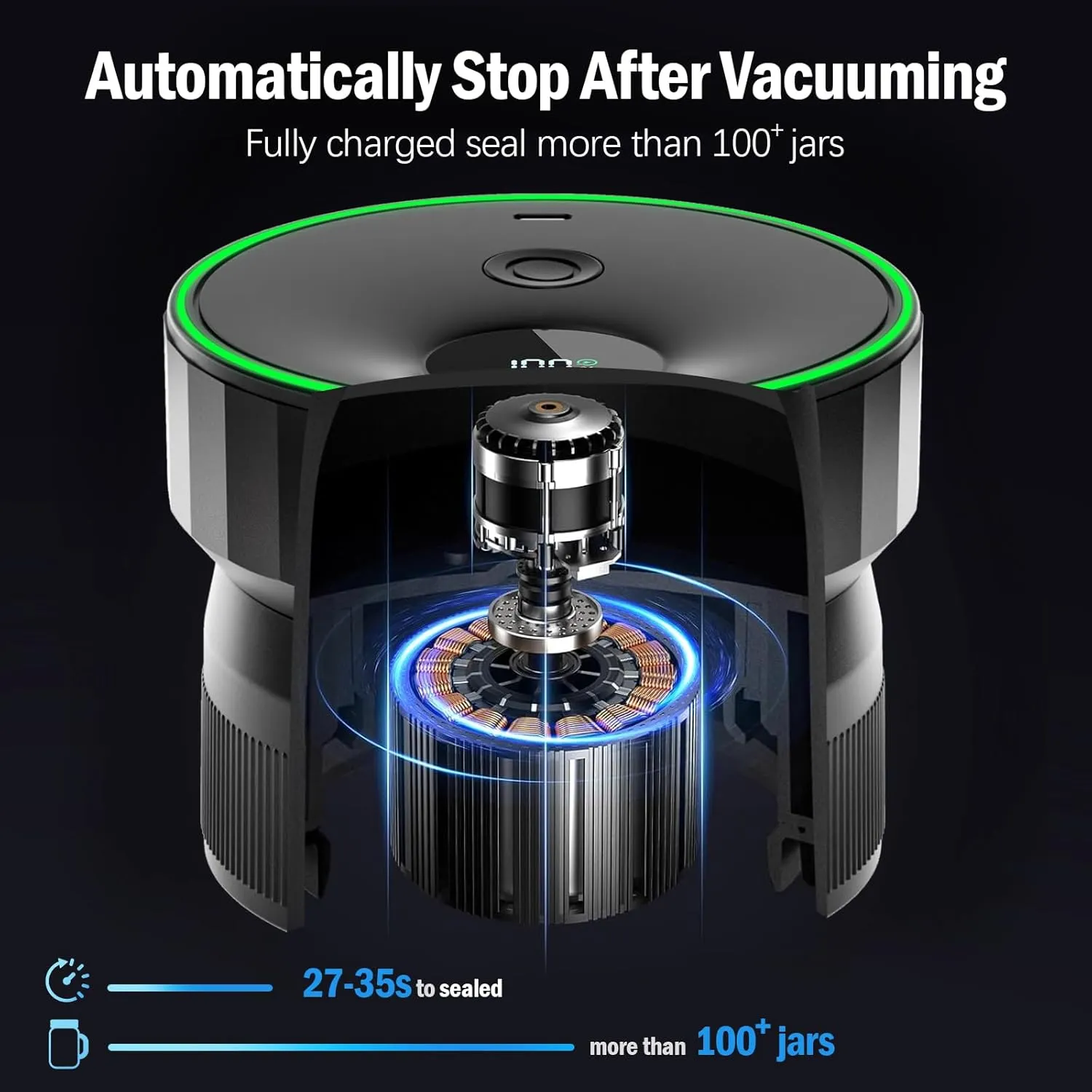 2025 Upgraded Mason Jar Vacuum Sealer, Electric Vacuum Sealer for Regular Mouth and Wide Mouth Canning Jars, Fully Automated and Portable