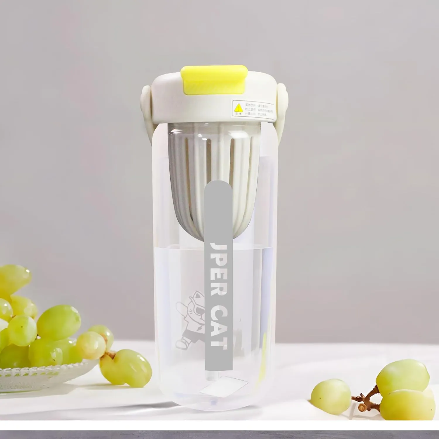 22 Oz Hydration Bottle, Lomi Glass Water Bottle with Silicone Handle,Wide Mouth Opening with tea-water Separator & Lids,Tritan Straws,Sport Glass Water Bottle for Gym/Yoga/Outdoor (White)