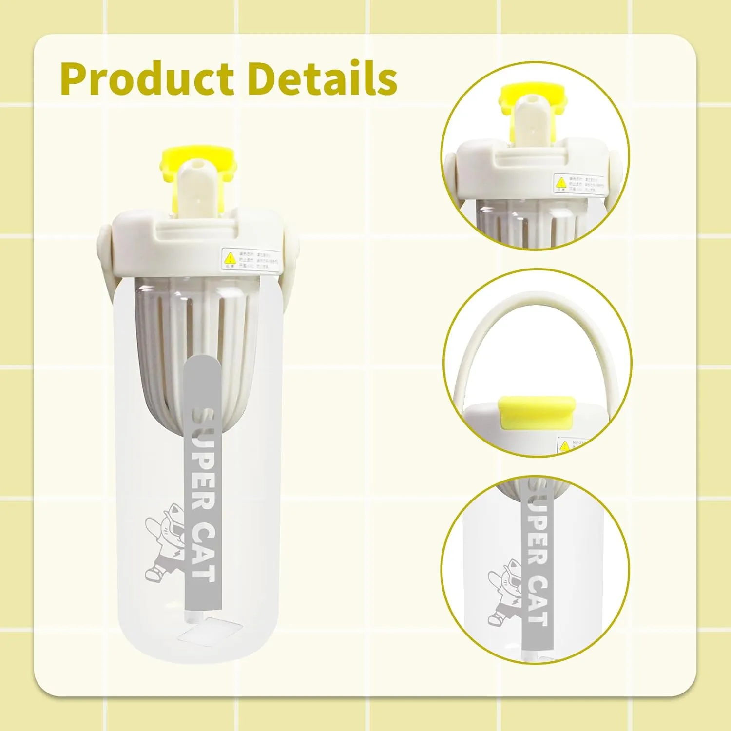 22 Oz Hydration Bottle, Lomi Glass Water Bottle with Silicone Handle,Wide Mouth Opening with tea-water Separator & Lids,Tritan Straws,Sport Glass Water Bottle for Gym/Yoga/Outdoor (White)