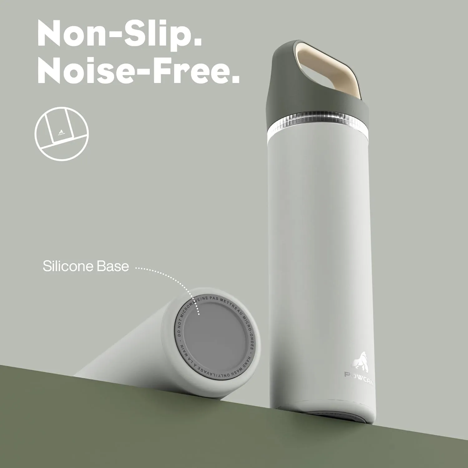 24 oz Insulated Water Bottle for Camping: 3 Lids, Leakproof, Keep Cold 24H, Car Cupholder Friendly, Stainless Steel Water Flask with Straw and Spout Caps for Sports, Gym, School, Cycling (Sage Gray)