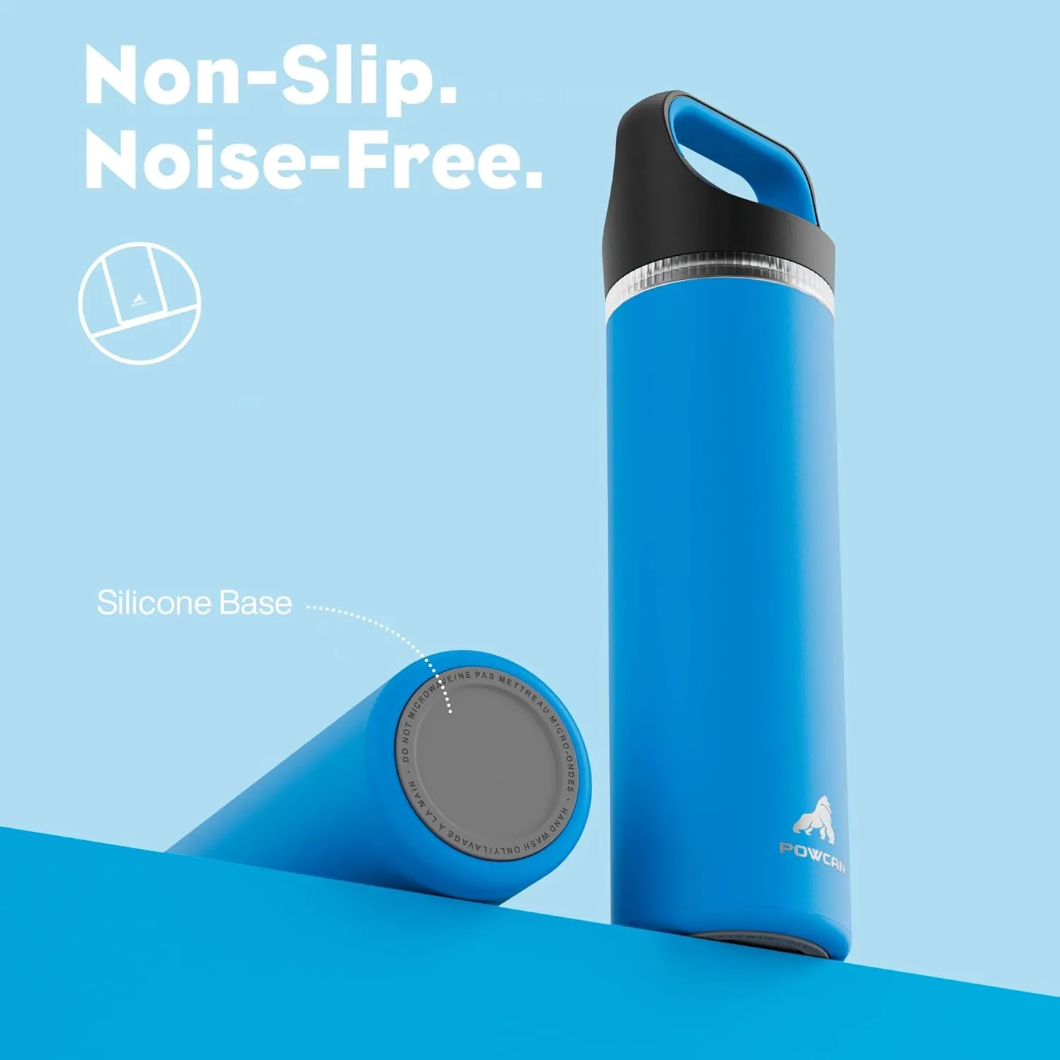 24 oz Insulated Water Bottle for School: 3 Lids, Leakproof, Keep Cold 24H, Car Cupholder Friendly, Stainless Steel Water Flask with Straw and Spout Caps for Sports, Gym, Work, Cycling (Lake Blue)