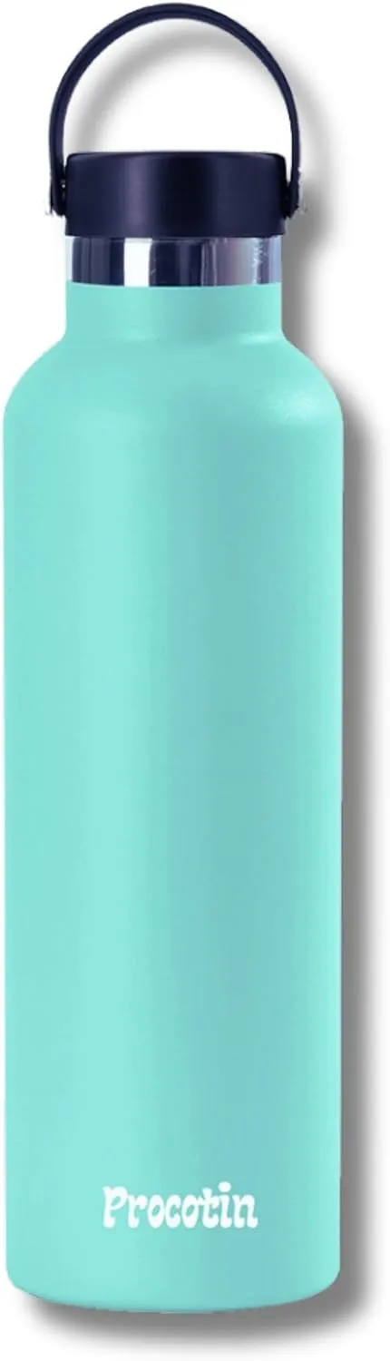 24oz Standard Mouth Stainless Steel Water Bottle with Flex Cap and Double-Wall Vacuum Insulation - Keeps Beverages Cold for up to 24 hours and Hot for up to 12 hours - (Blue-Green, 24oz)