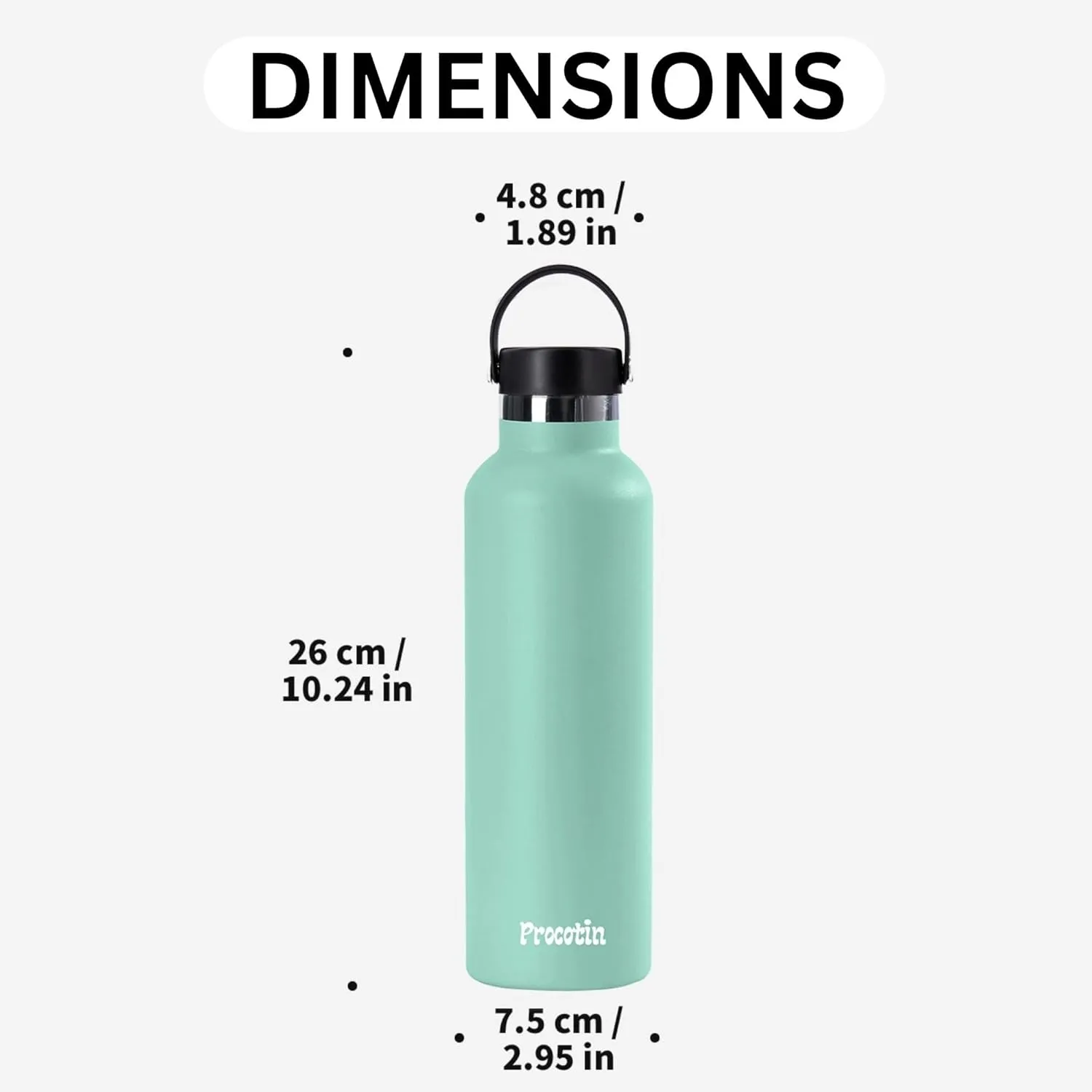 24oz Standard Mouth Stainless Steel Water Bottle with Flex Cap and Double-Wall Vacuum Insulation - Keeps Beverages Cold for up to 24 hours and Hot for up to 12 hours - (Blue-Green, 24oz)