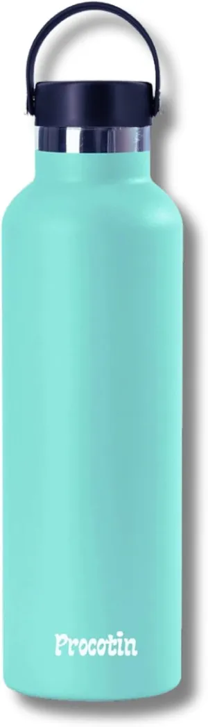 24oz Standard Mouth Stainless Steel Water Bottle with Flex Cap and Double-Wall Vacuum Insulation - Keeps Beverages Cold for up to 24 hours and Hot for up to 12 hours - (Blue-Green, 24oz)