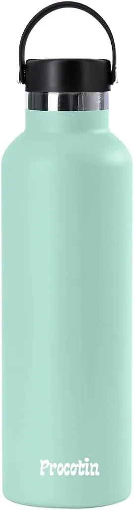 24oz Standard Mouth Stainless Steel Water Bottle with Flex Cap and Double-Wall Vacuum Insulation - Keeps Beverages Cold for up to 24 hours and Hot for up to 12 hours - (Blue-Green, 24oz)