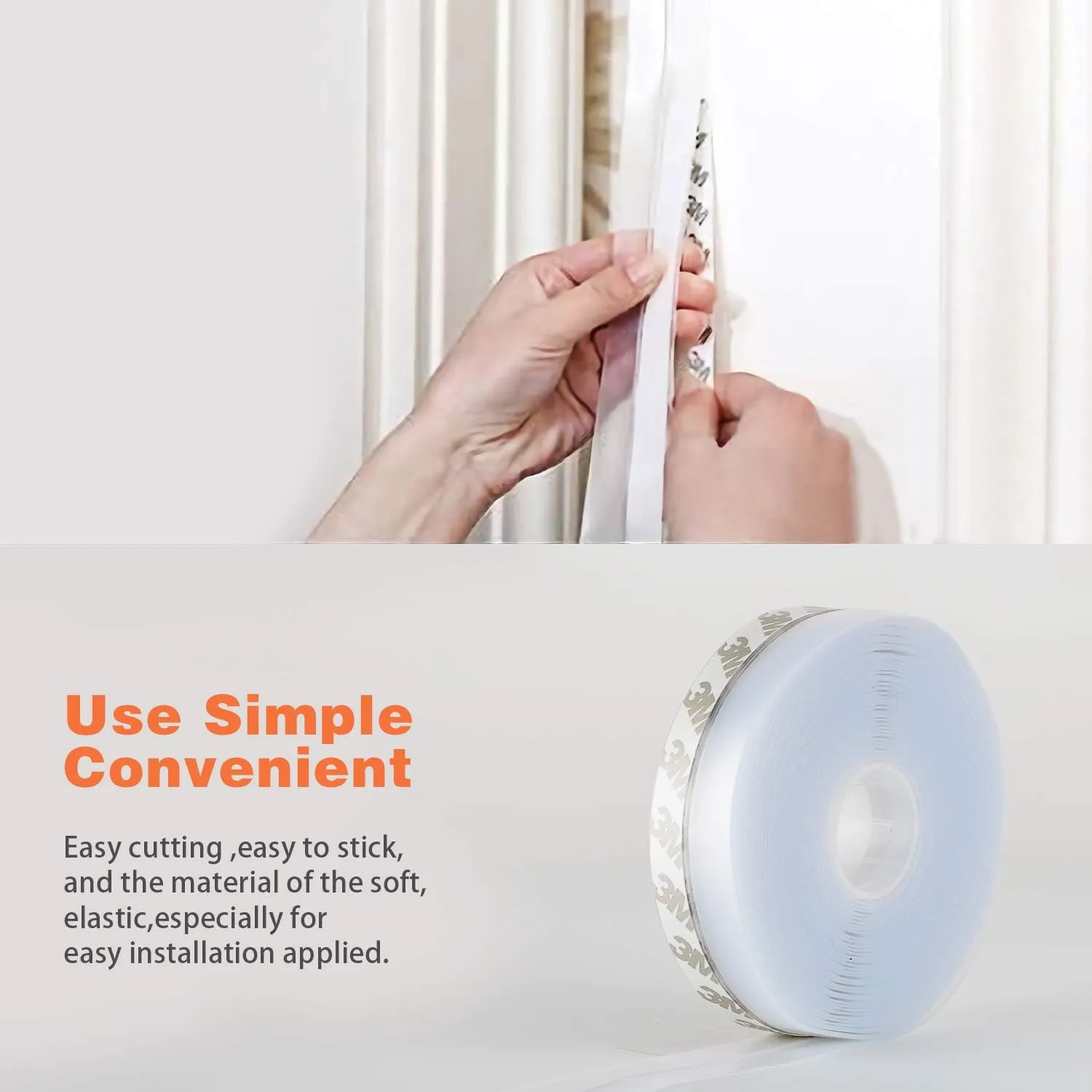 26 Feet Silicone Seal Strip,Door Weather Stripping, Sealing Tape for Door Draft Stopper Adhesive Tape for Doors Windows and Shower Glass Gaps (Transparent, 45MM)