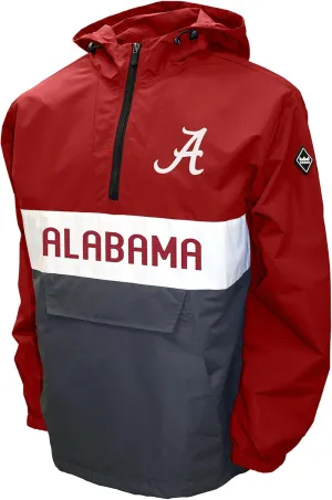 2Bhip NCAA Alabama Crimson Tide Adult Red Half Zip Waterproof Windbreaker Hoodie Pullover With Pocket Jackets