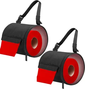 2Pack Toilet Paper Holder, Hanging Toilet Paper Dispenser Water & Dust-Proof Bathroom Containers, Foldable Roll Storage Bag and Adjust Dual Buckles Straps for Bathroom Kitchen Camping (Black)