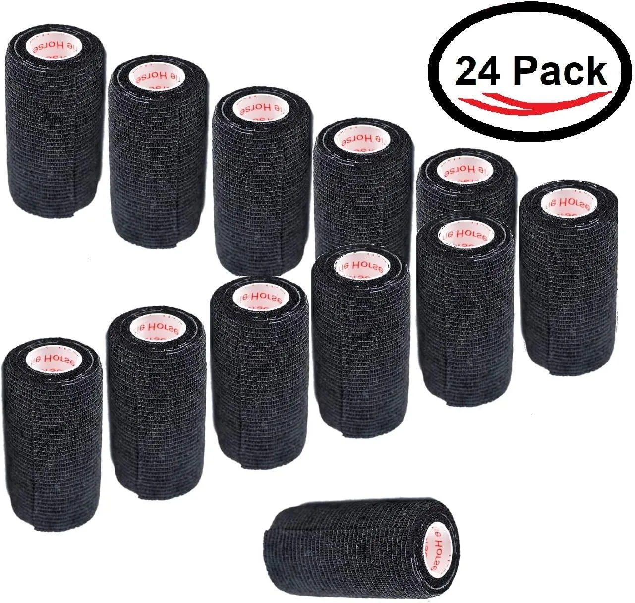 3 Inch Self Adhesive Medical Bandage Wrap Sport Tape (Black Bean) (24 Pack) Strong Elastic Self Adherent Cohesive First Aid Sport Flex Rolls for Wrist Ankle Knee Sprains and Swelling