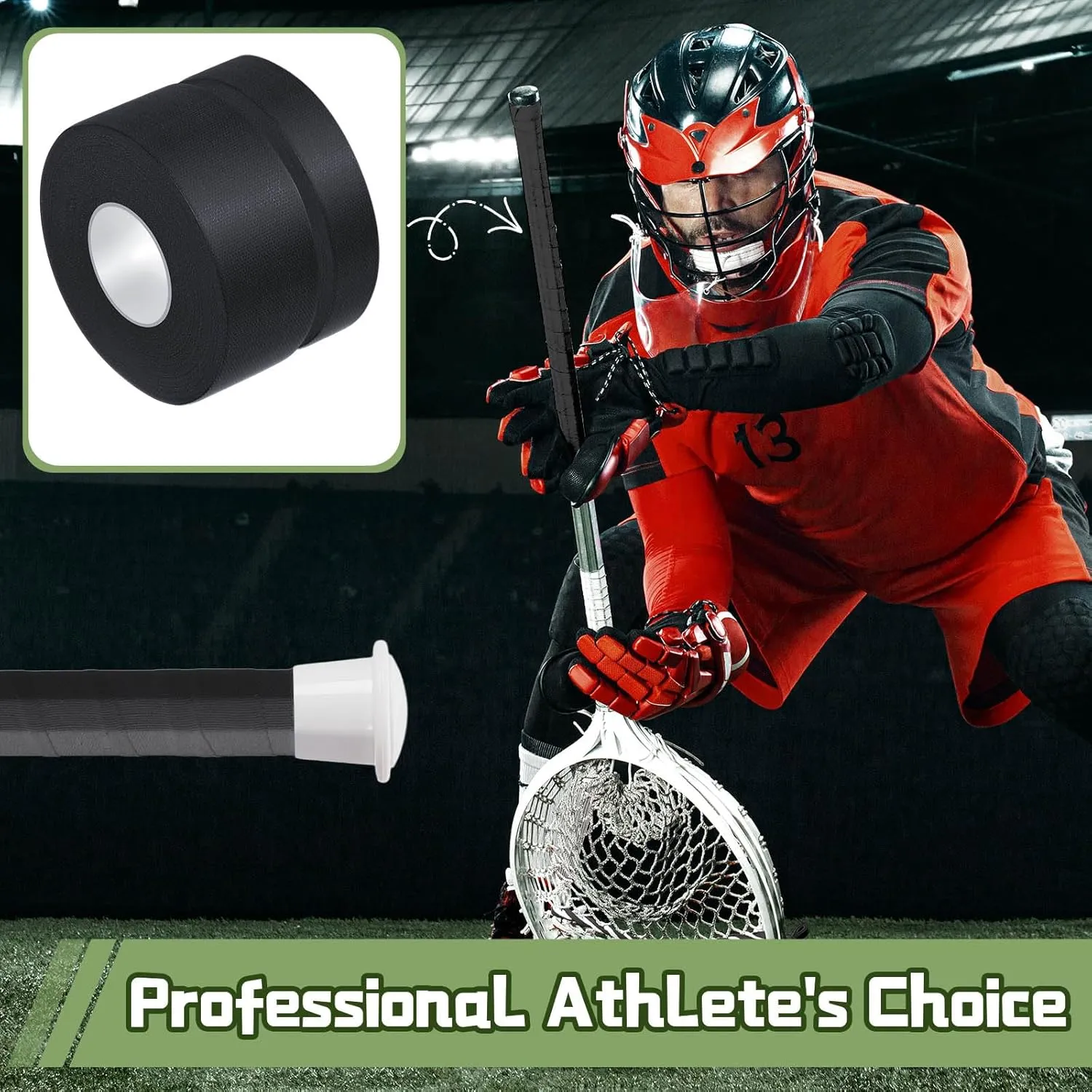 30 ft Lacrosse Stick Tape 1 Inch 1/2 Inch Non-precut Cotton Sweat Absorbent Bat Grip Tape for Lacrosse Baseball Bats