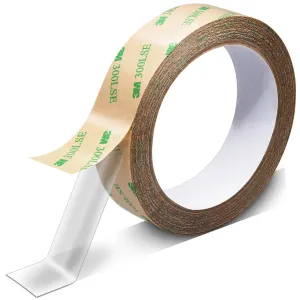 300LSE Thin Double Sided Tape,1" x36FT,Heavy Duty Adhesive Tape Roll,Heat Resistant,Waterproof,Clear,for Car Décor,Carpet,Arts and Crafts,Stick Poster,Fabric,Electronic (Indoor and Outdoor)