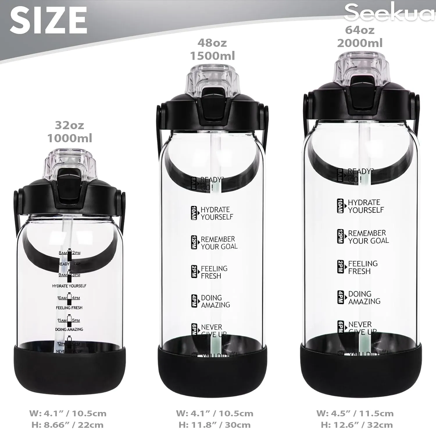 32 oz Glass Water Bottle with Straw and Time Marker, Large Motivational Borosilicate Glass Drinking Bottle with Silicone Boot and Sleeve