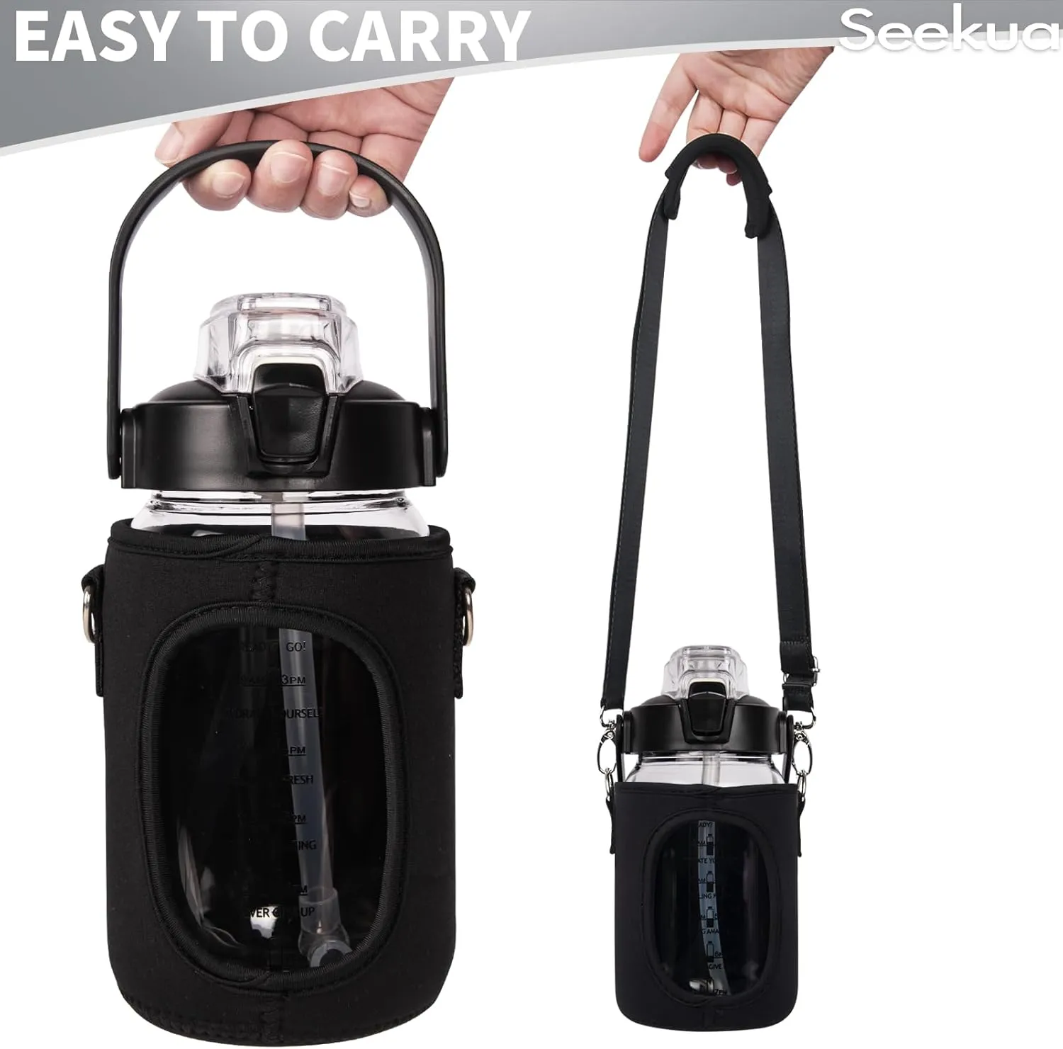 32 oz Glass Water Bottle with Straw and Time Marker, Large Motivational Borosilicate Glass Drinking Bottle with Silicone Boot and Sleeve